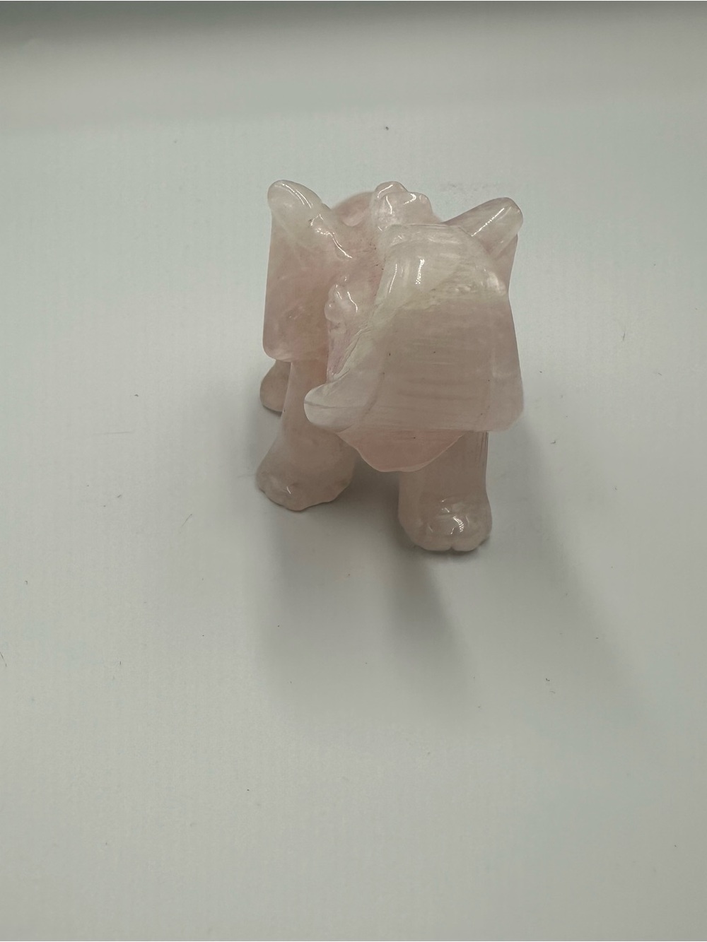 Hand-Carved Rose Quartz Elephant Figurine - Pink - Picture 3 of 4